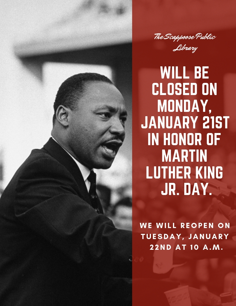 The library will be closed in honor of the Martin Luther King JR. Holiday..jpg