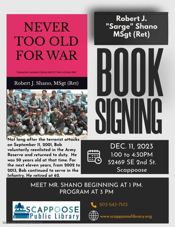 Robert Shano Book Signing December 11, 2023